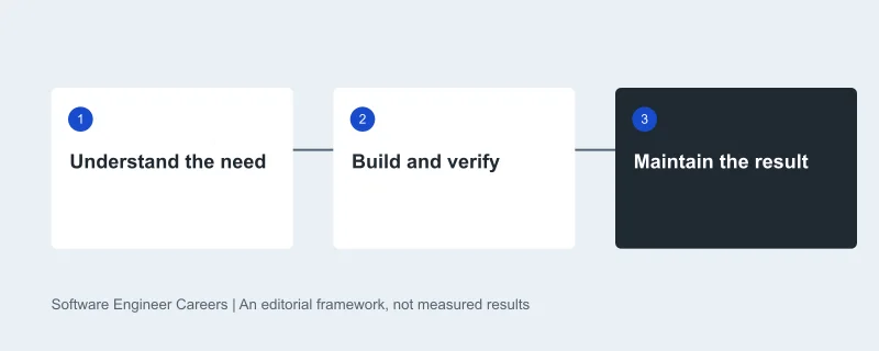 Learning sequence: Understand the need, then Build and verify, then Maintain the result. Original editorial diagram.